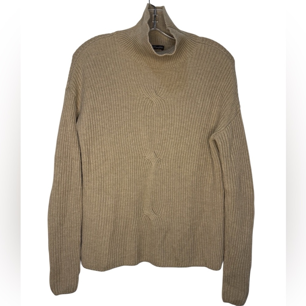 J.McLaughlin Darcy Wool Cashmere Ribbed Sweater Tan Mock Neck Medium Large
